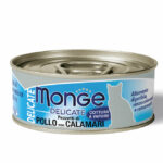 MONGE GATTO DELICATE AL POLLO E CALAMARI DA 80 GR IN LATTINA