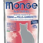 Monge - Cibo Per Gatti, Tonno con Pollo e Gamberetti, 80 grammi, 1 Bustina