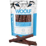 Woolf - Snack per Cani 100% naturale - strisce di Salmone con Carota 100g